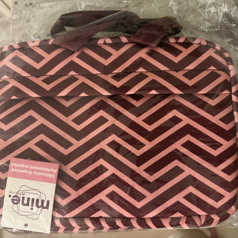 Hanging Toiletry Bag | Travel Bag |Pink and Brown Patterned Cosmetic Bag